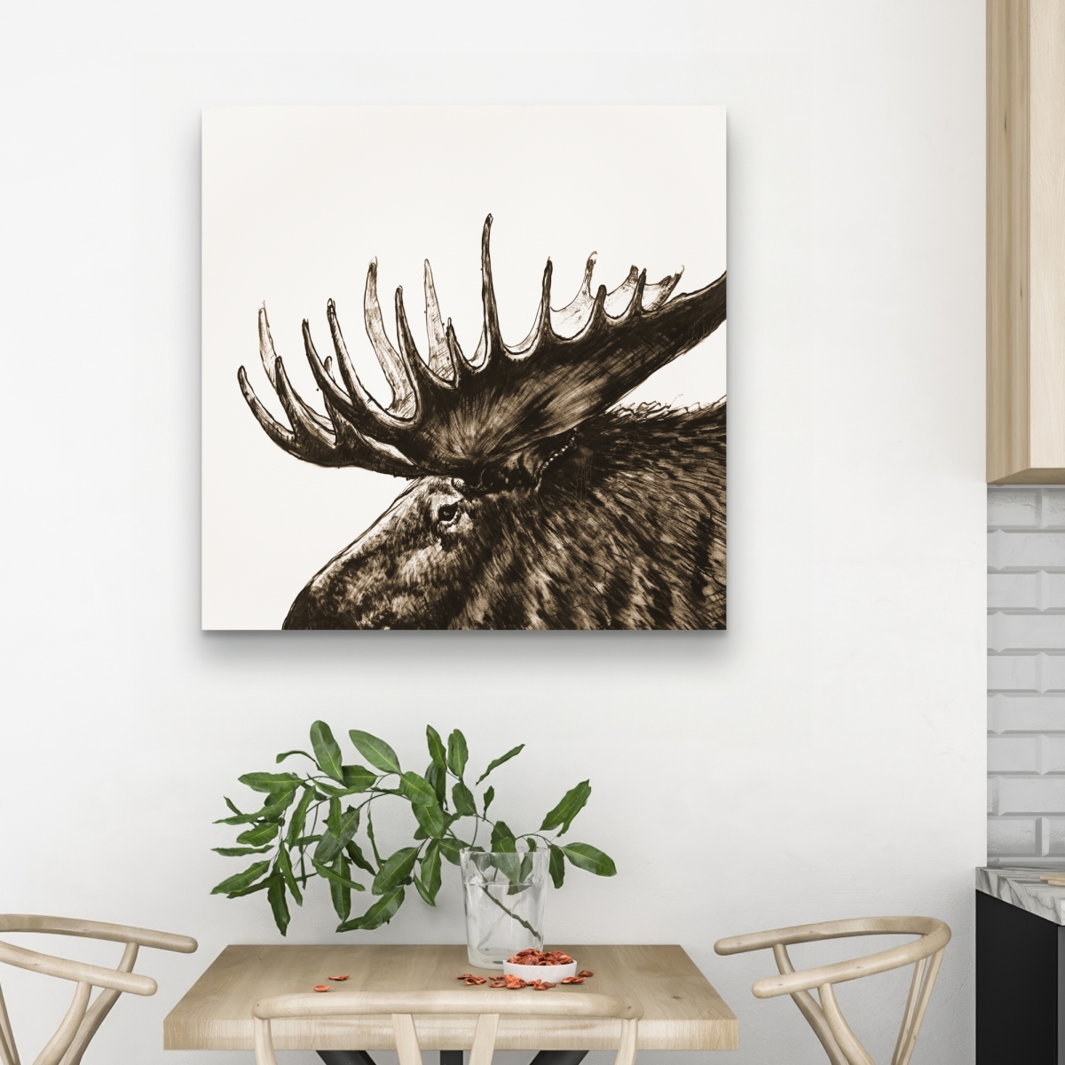 C1RC3232SLAWU0 32 x 32 in. Moose Plume Sepia - Rustic Man Cave Canvas Home Decor
