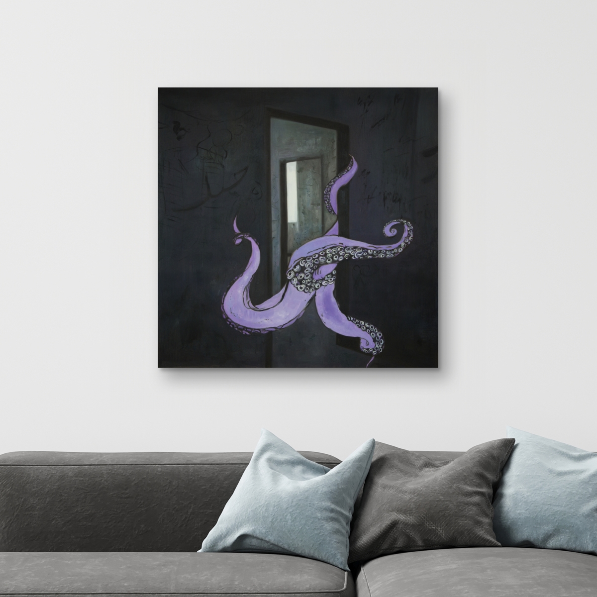 C1RC3232ZX8EF4 32 x 32 in. Octopus Street Art Canvas - Unique Living Room Decor Ideas