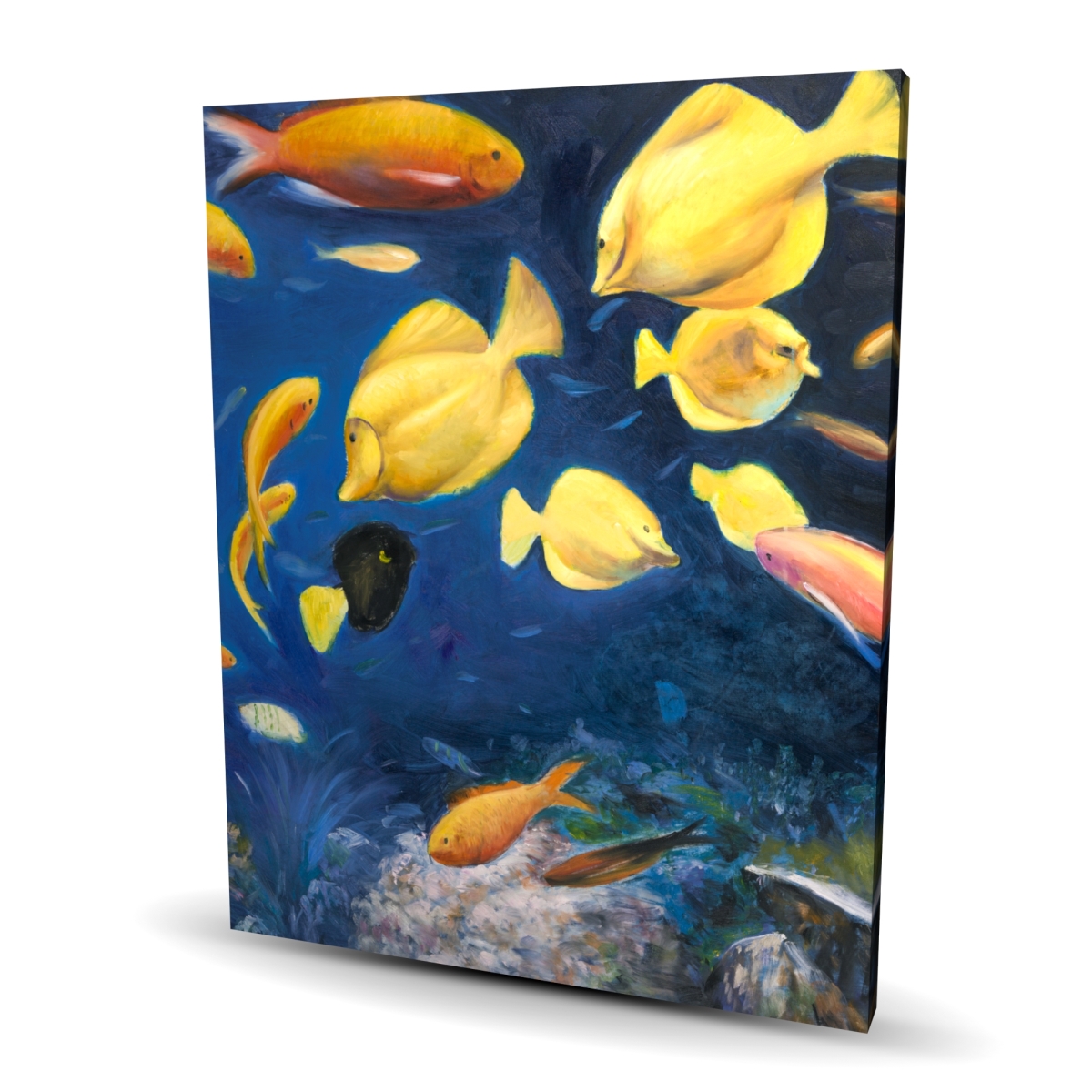 C1RC4860UD8TEA 48 x 60 in. Fish Under the Sea - Classic Blue Canvas for Bathroom Decor