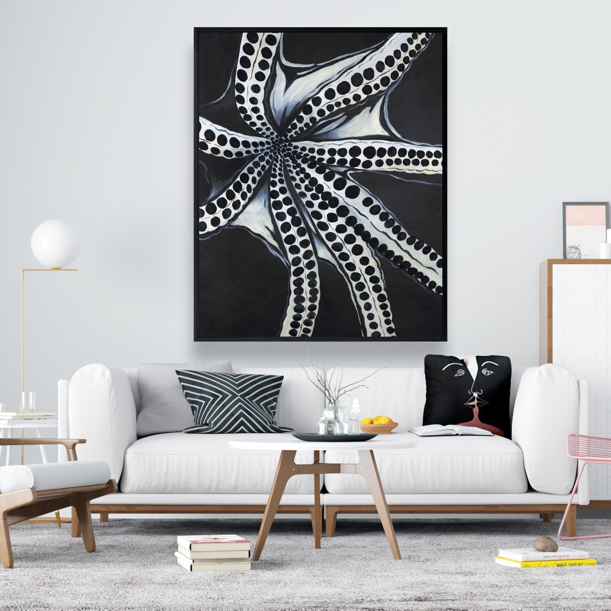 C1FC4860VDUOF7 48 x 60 in. Large Octopus Tentacle - Marine Animals Framed Canvas Art