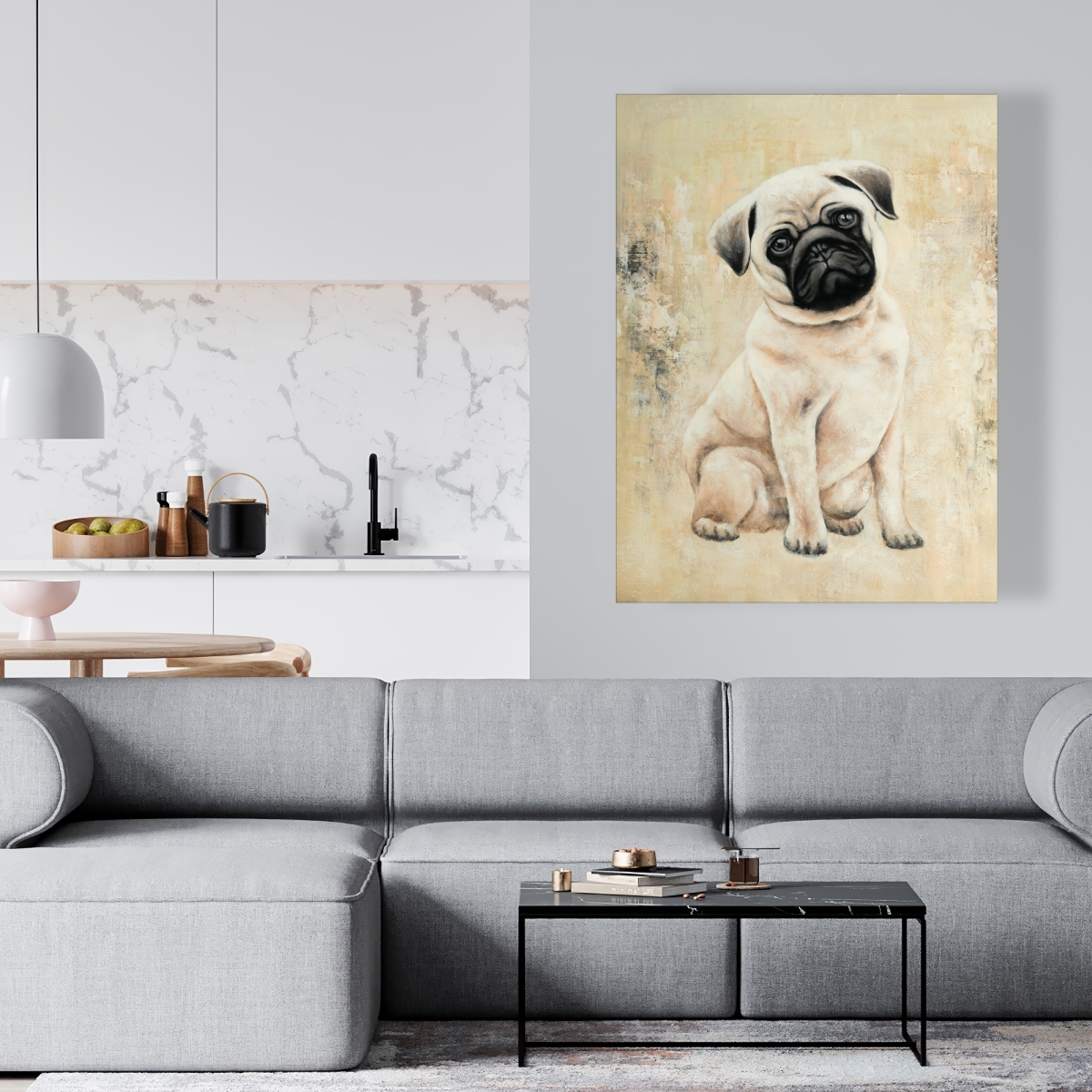 C1RC3648DWYBZ0 36 x 48 in. Small Pug Dog - Bedroom Pets Canvas for Charming Home Decor