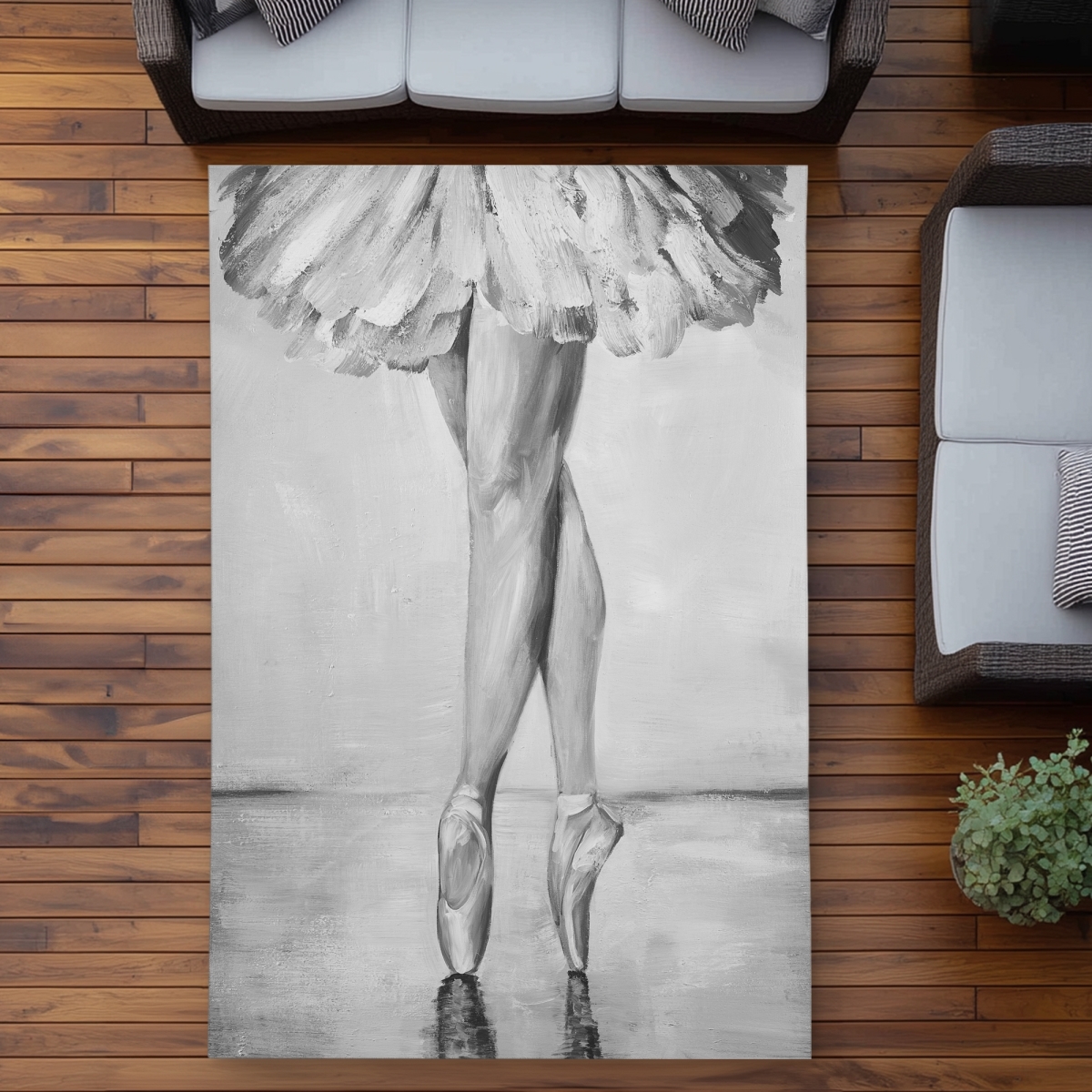 C1ROAR572PDC52 5 x 7 ft. Ballet Classic Steps Monochrome Outdoor Area Rug for Home Decor - Rectangle