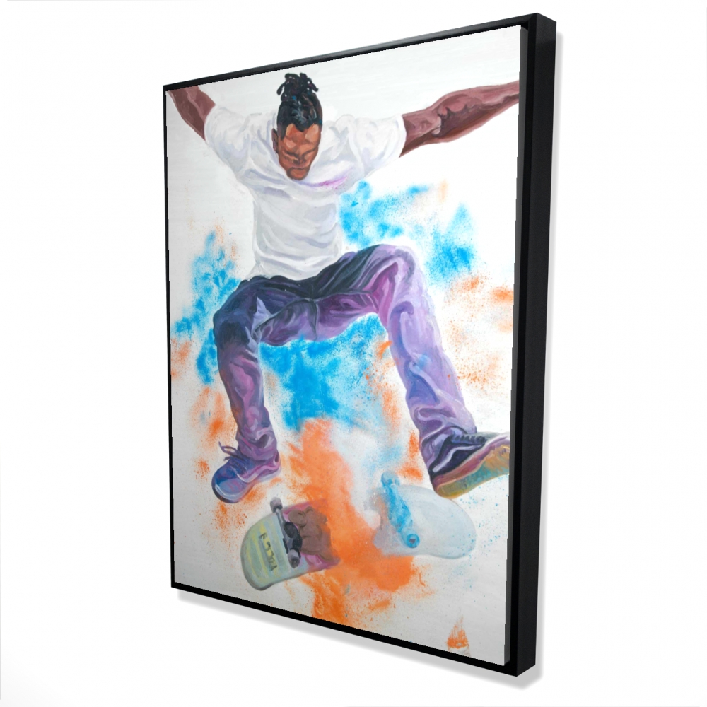 2081-4836-SP60 36 x 48 in. Skater - Blue Framed Canvas Art for Home Decor - Illustrative