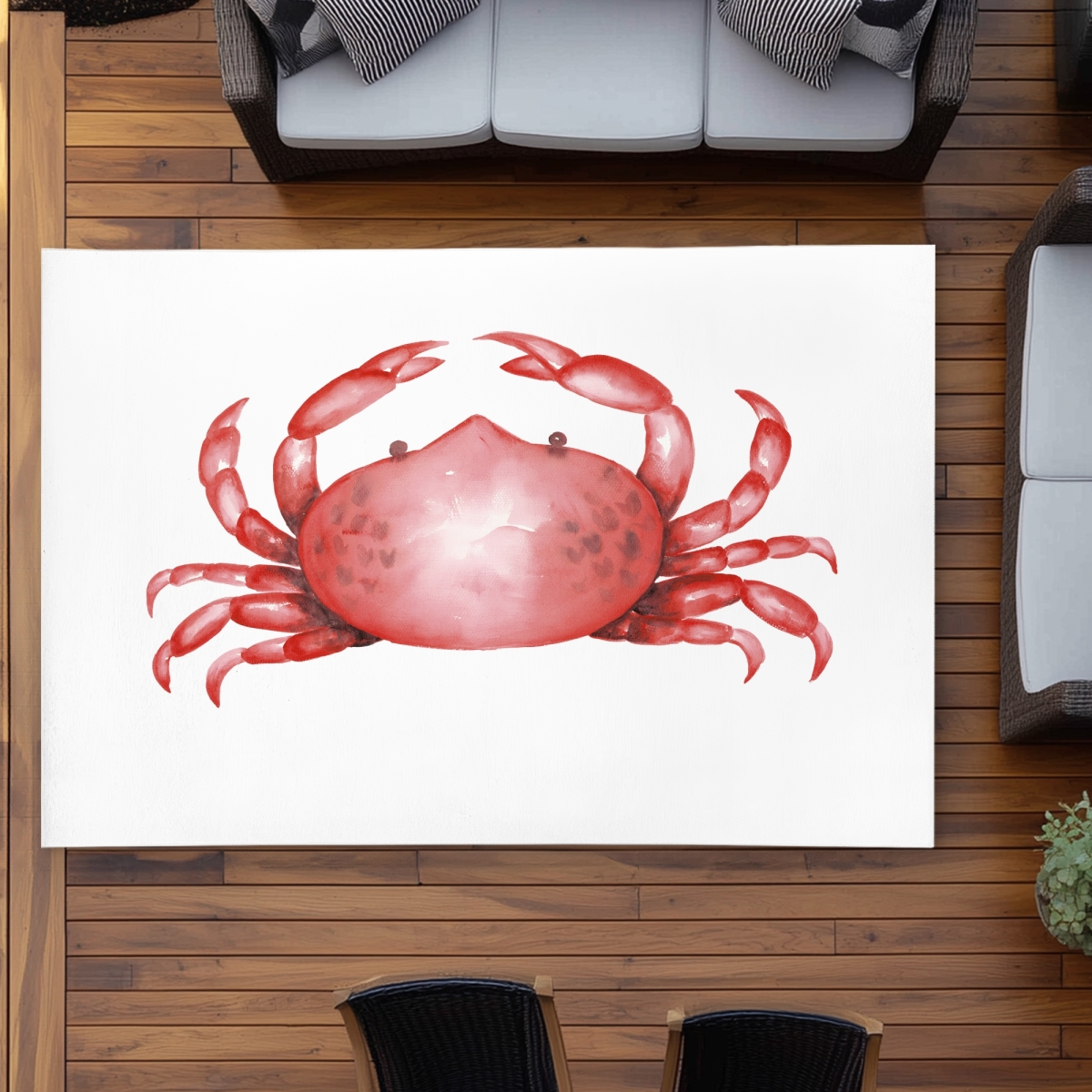 C1ROAR57521BRA 5 x 7 ft. Crab Coastal Kitchen Outdoor Area Rug for Home Decor - Stylish - Rectangle