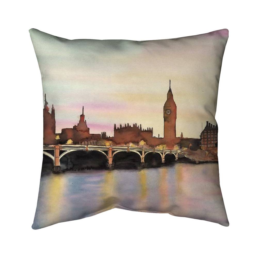 5542-1818-CI378 18 x 18 in. Sunset on the Big Ben Outdoor Throw Pillow - Home Decor Accent