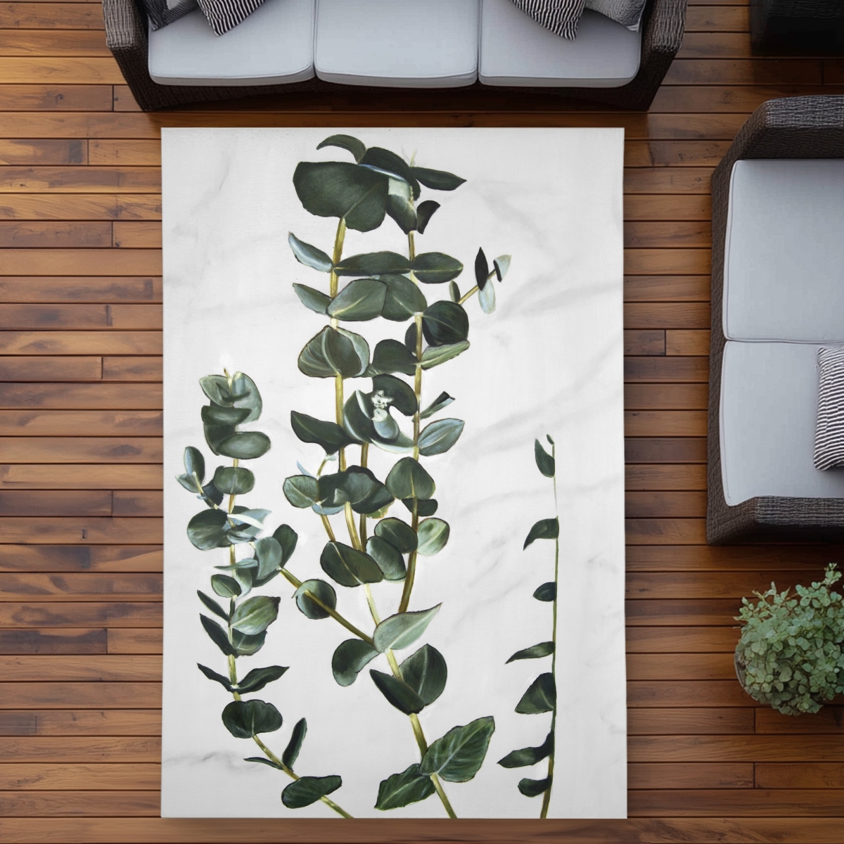 C1ROAR57UZIF3V 5 x 7 ft. Eucalyptus Stems - Green Floral Outdoor Area Rug for Home Decor - Rectangle