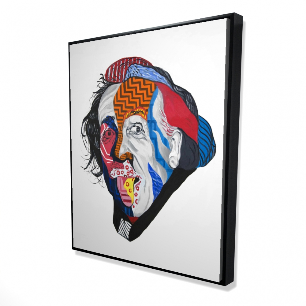 2081-6048-PO4 48 x 60 in. Abstract Albert Einstein - Blue Shapes Framed Canvas Art