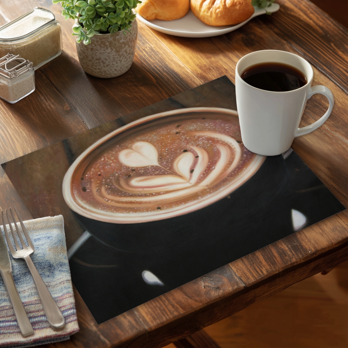 Picture of Begin Home Decor C4PP1418WF3HIK 14 x 18 in. Artistic Cappuccino Polyester Placemat - Home Decor Accent - Set of 4