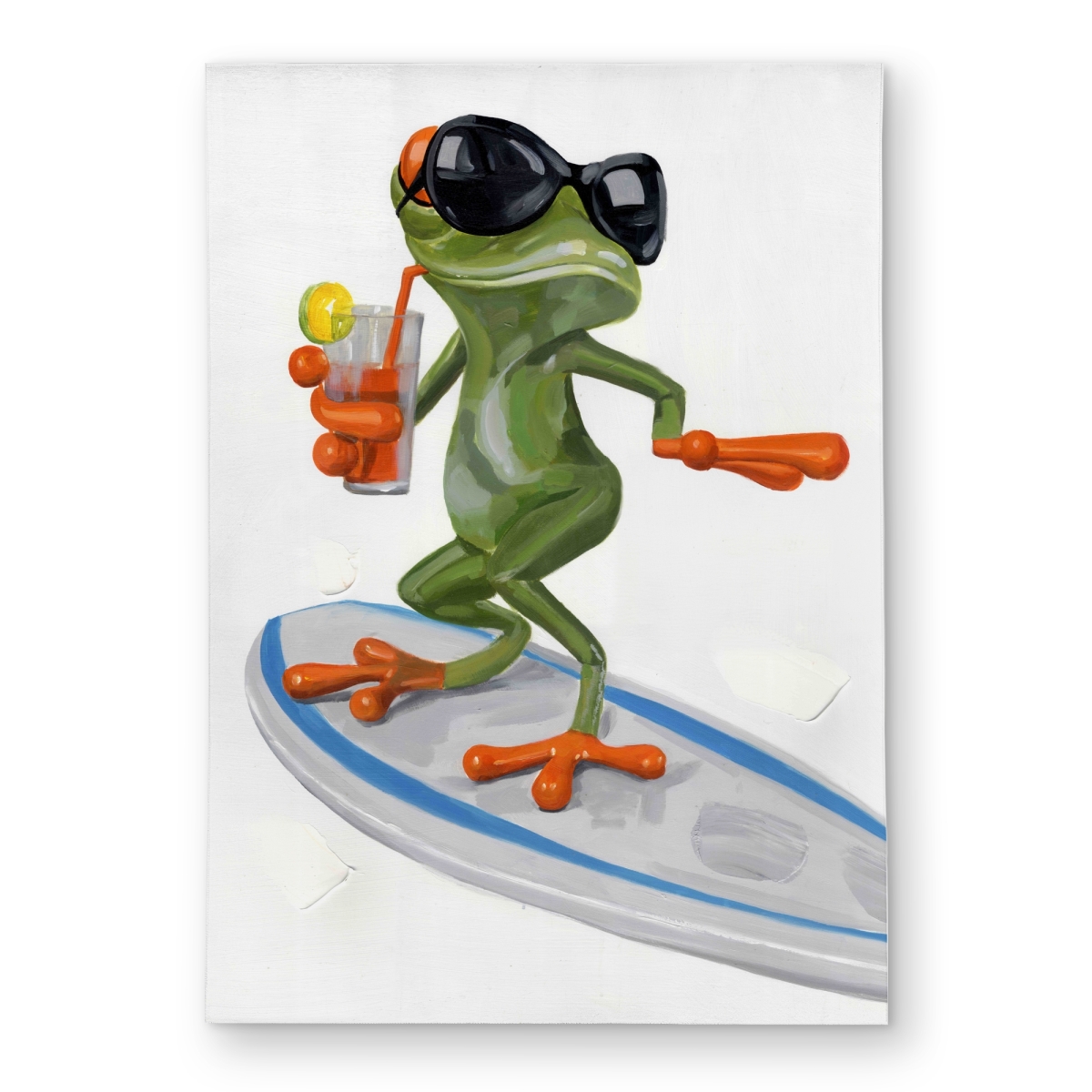 C1ROAR57EJLNG6 5 x 7 ft. Funny Frog Surfing - Green Hobbies Outdoor Area Rug for Decor - Rectangle