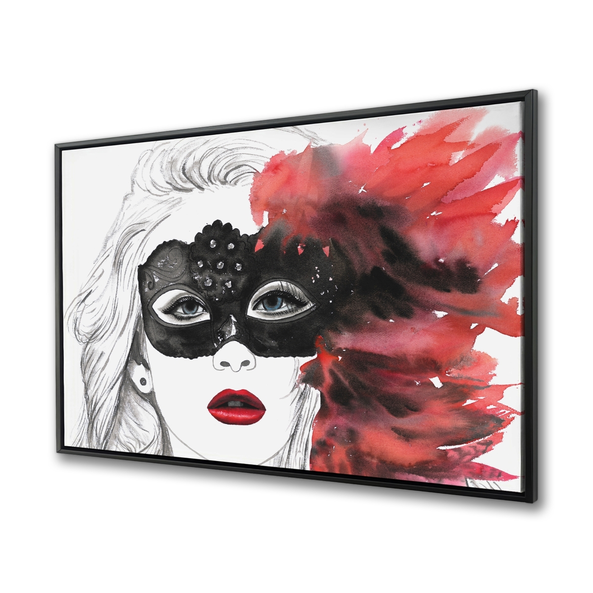 C1FC3648Y3TKFC 36 x 48 in. Masked Ball - Red Bohemian Framed Canvas for Home Decor