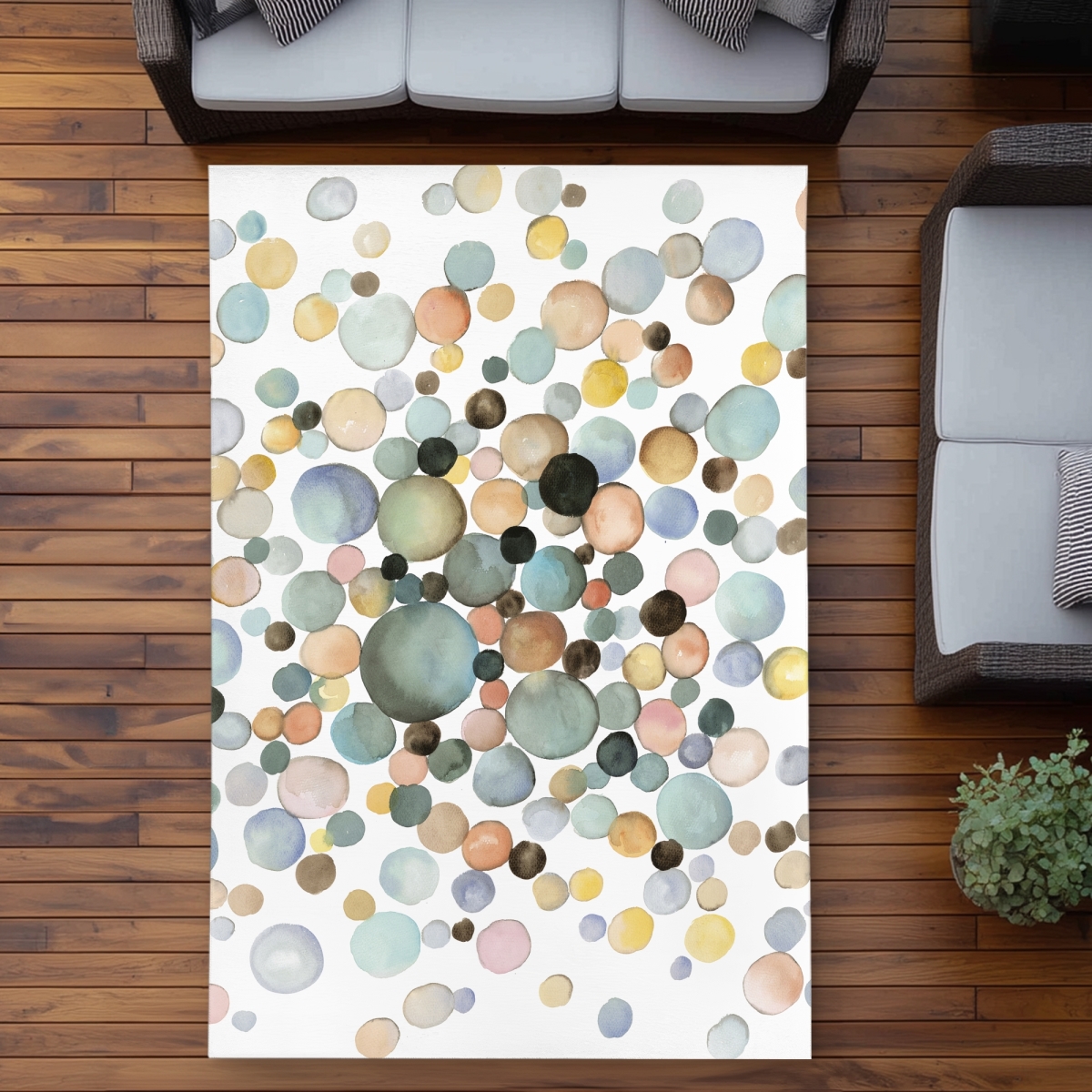 C1ROAR57YGLLT0 5 x 7 ft. Little Bubbles - Shapes Blue Outdoor Area Rug for Home Decor - Rectangle