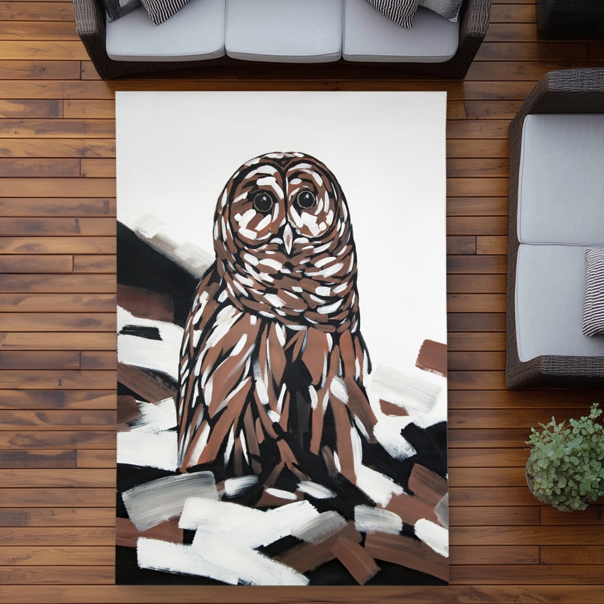 C1ROAR5778KBC6 5 x 7 ft. Tawny Owl Rustic Wildlife Outdoor Area Rug for Home Decor - Rectangle