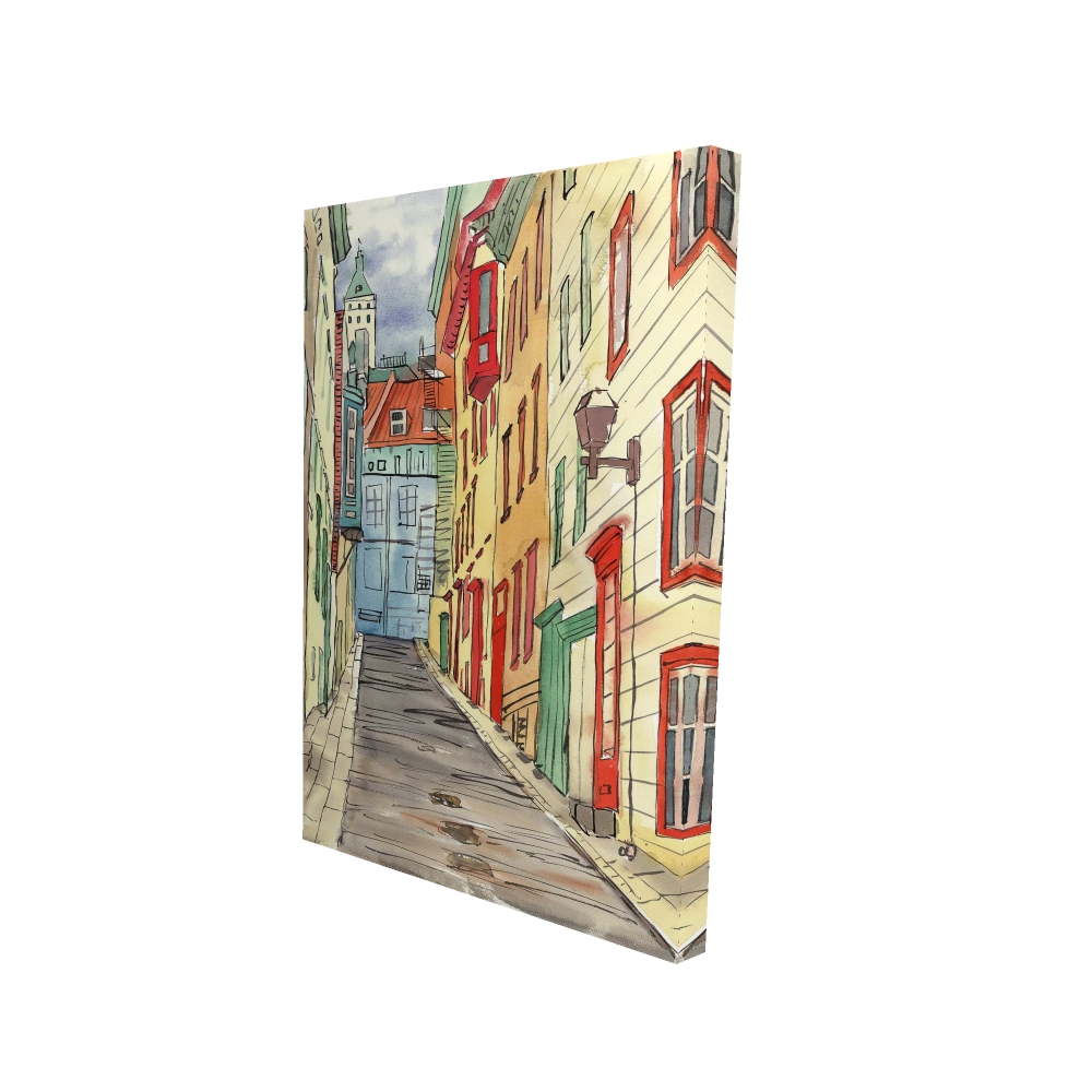 2080-3624-PL2 24 x 36 in. Lane in Le Petit Champlain - Blue Building Canvas Art