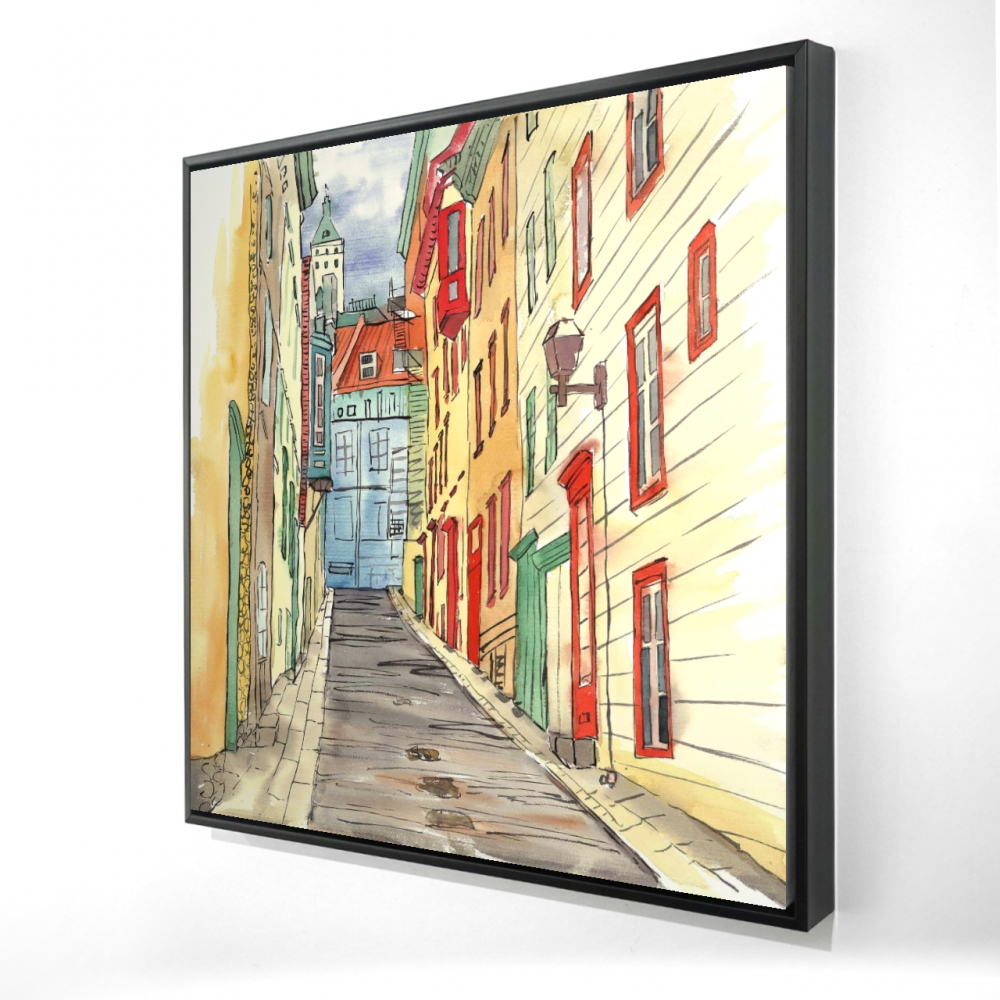 2081-3636-PL2 36 x 36 in. Lane in Le Petit Champlain - Framed Canvas Home Decor