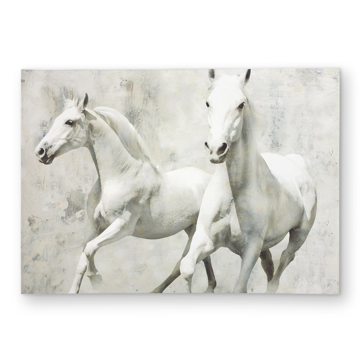 C1ROAR57TWIJQR 5 x 7 ft. Two White Horse Running - White Office Outdoor Area Rug - Rectangle