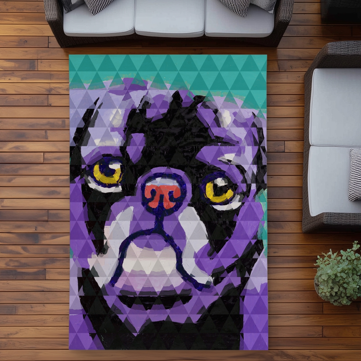 C1ROAR575MC0HX 5 x 7 ft. Geometric Pug - Retro Outdoor Area Rug for Home Decor - Rectangle