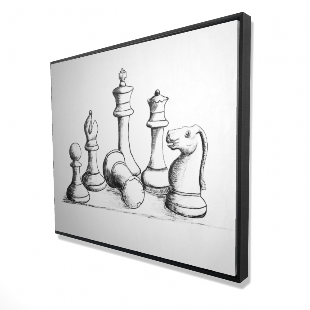 2081-4860-SP62 48 x 60 in. Chess Game Pieces - Black Framed Canvas Home Decor Art