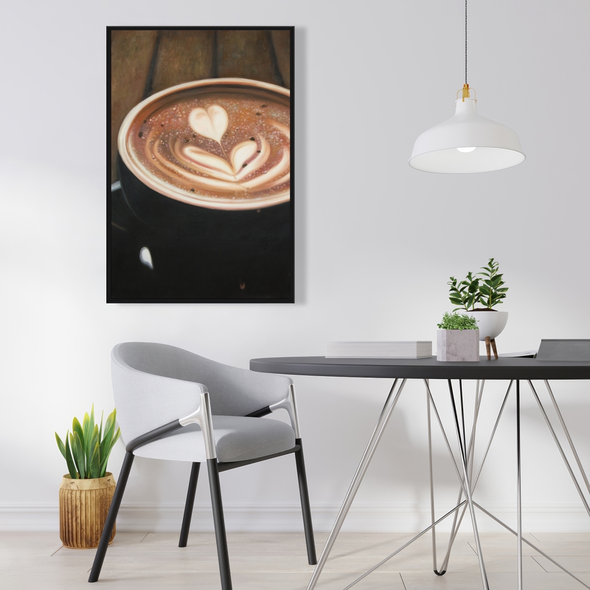 C1FC2436YTJR64 24 x 36 in. Artistic Cappuccino - Framed Canvas Kitchen Decor for Home