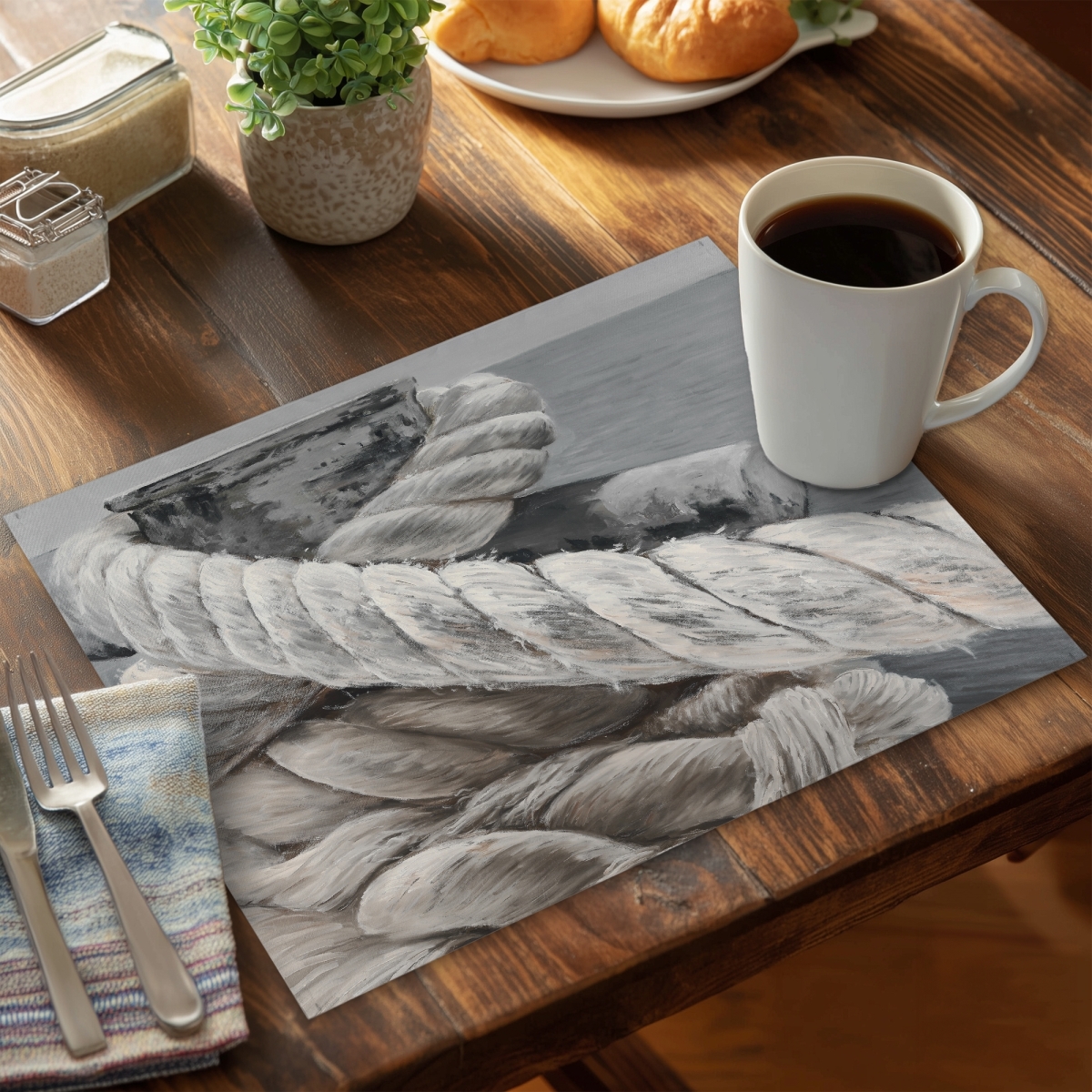 Picture of Begin Home Decor C4PP1418J4RHIY 14 x 18 in. Twisted Boat Rope - Polyester Placemats for Home Decor - Set of 4