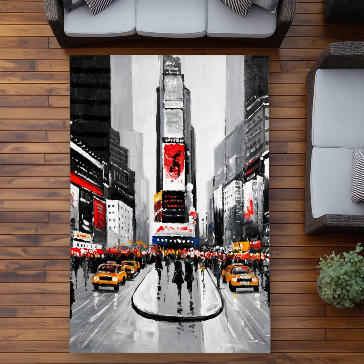 C1ROAR57FJYQHS 5 x 7 ft.   York City Busy Street Rug - Red Outdoor Area Decor - Rectangle