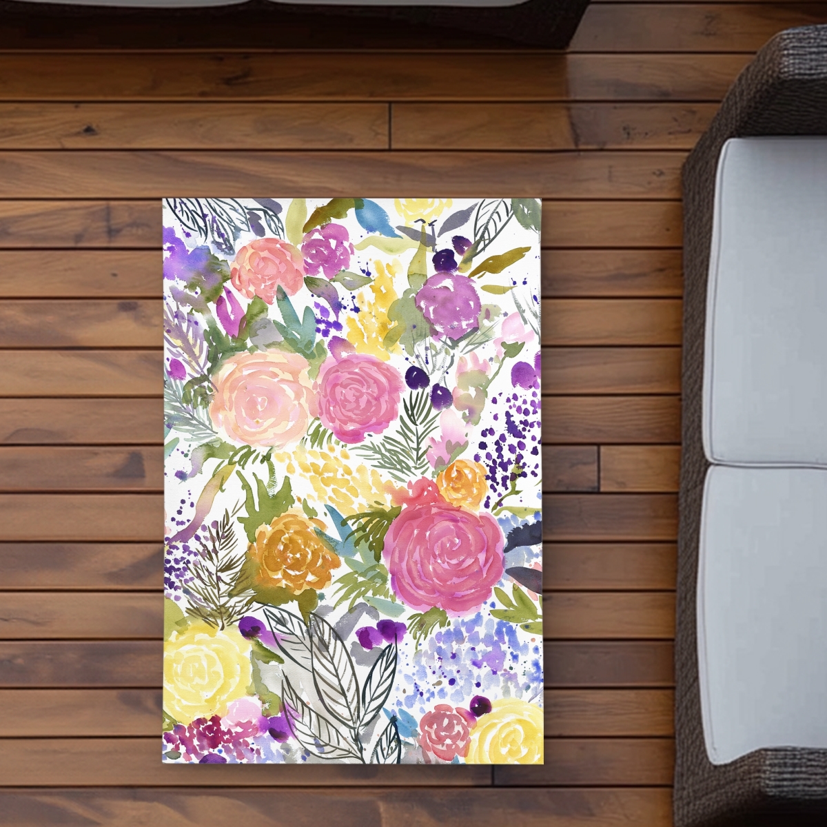 C1ROAR231CGYK5 2 x 3 ft. Bundle of Flowers Outdoor Area Rug - Floral Home Decor - Rectangle