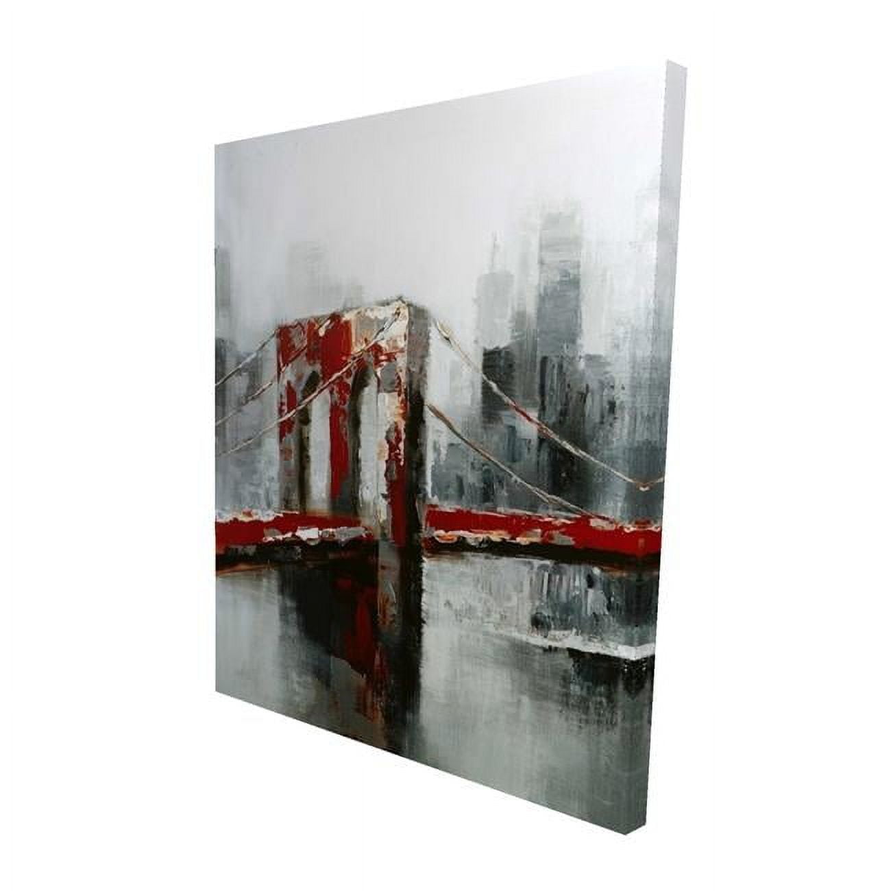 16 x 20 in. Abstract & Red Brooklyn Bridge-Print on Canvas
