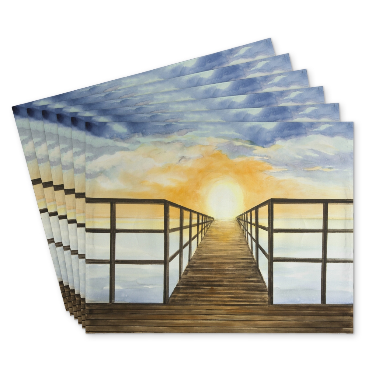 Picture of Begin Home Decor C6PP1418Z21Q46 14 x 18 in. Sunset in the Sea Polyester Placemat for Home Decor - Elegant - Set of 6