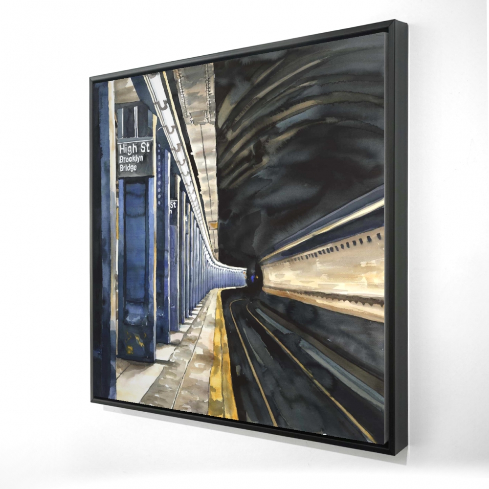 2081-3636-PL3 36 x 36 in.  -York Subway Train Classic Canvas Blue Framed Home Decor