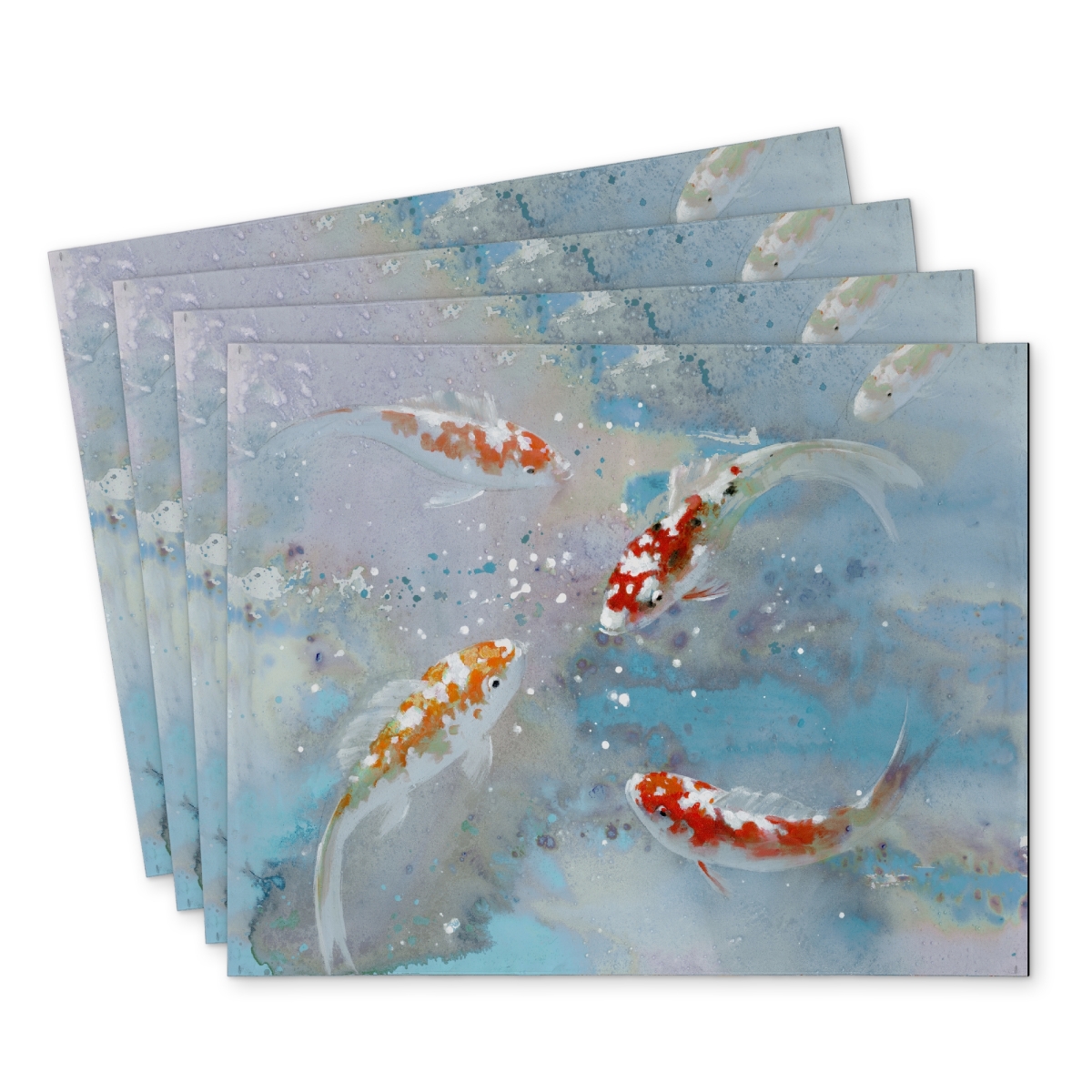 Picture of Begin Home Decor C4PP1418ZQQXBR 14 x 18 in. Koi Fish Swimming in Blue Water - Polyester Placemat for Decor - Set of 4