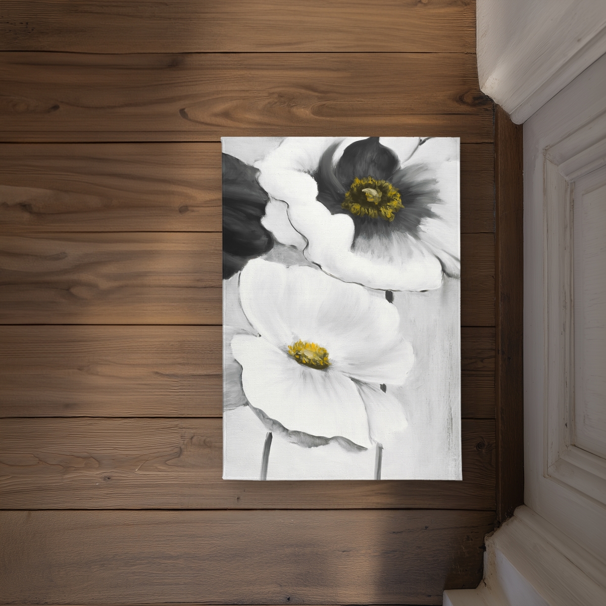 CODM1724XUC8KD 17 x 24 in. Assorted White Flowers Door Mat - Monochrome Indoor Outdoor Decor