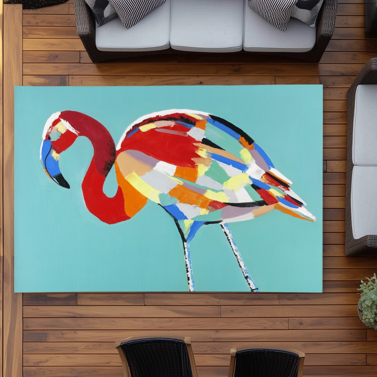 C1ROAR572CU44D 5 x 7 ft. Abstract Flamingo - Retro Outdoor Area Rug for Home Decor - Rectangle