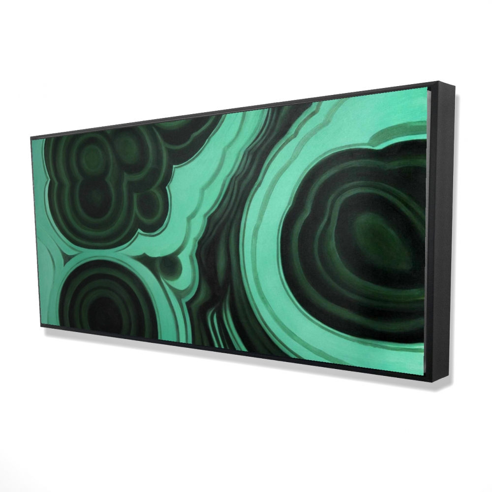2081-2448-MN4 24 x 48 in. Malachite Stone - Shapes Office Framed Canvas Home Decor
