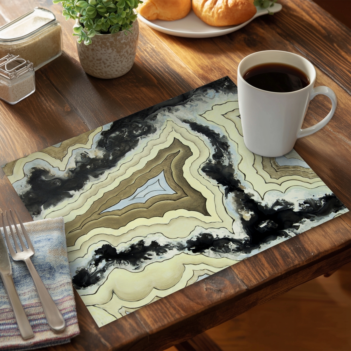 Picture of Begin Home Decor C6PP1418P4RHDC 14 x 18 in. Lace Agate Polyester Placemat - Chic Home Decor Accent - Set of 6