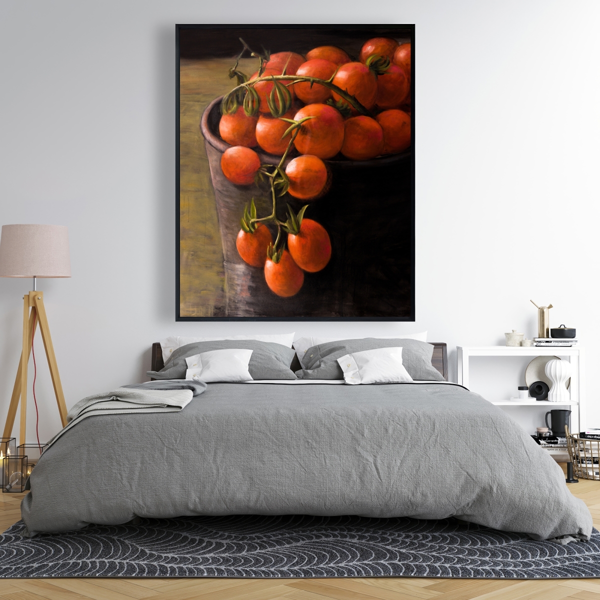 C1FC486046TM6R 48 x 60 in. Bucket of Cherry Tomatoes - Still Life Framed Canvas Art