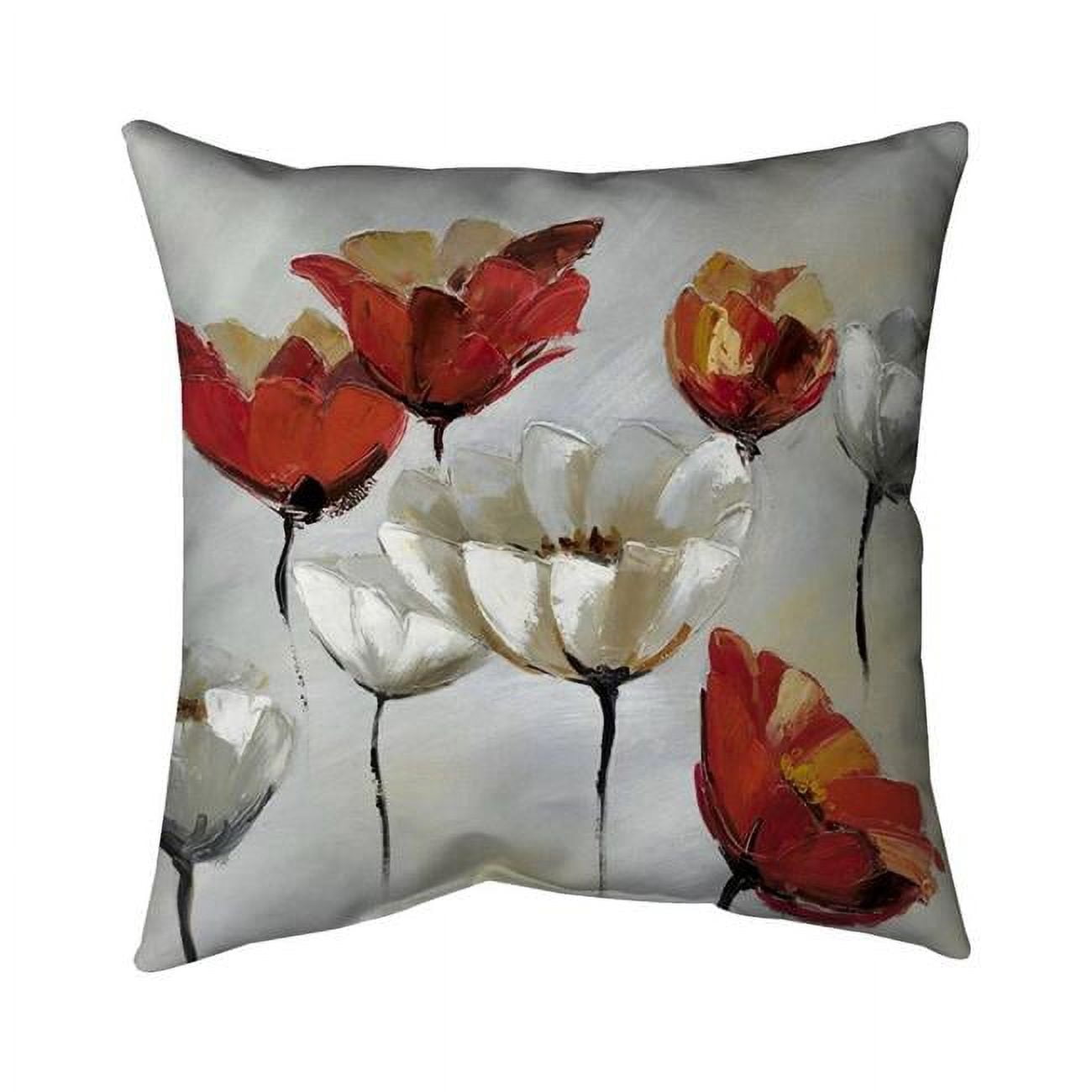 20 x 20 in. Abstract Red & White Flowers-Double Sided Print Indoor Pillow