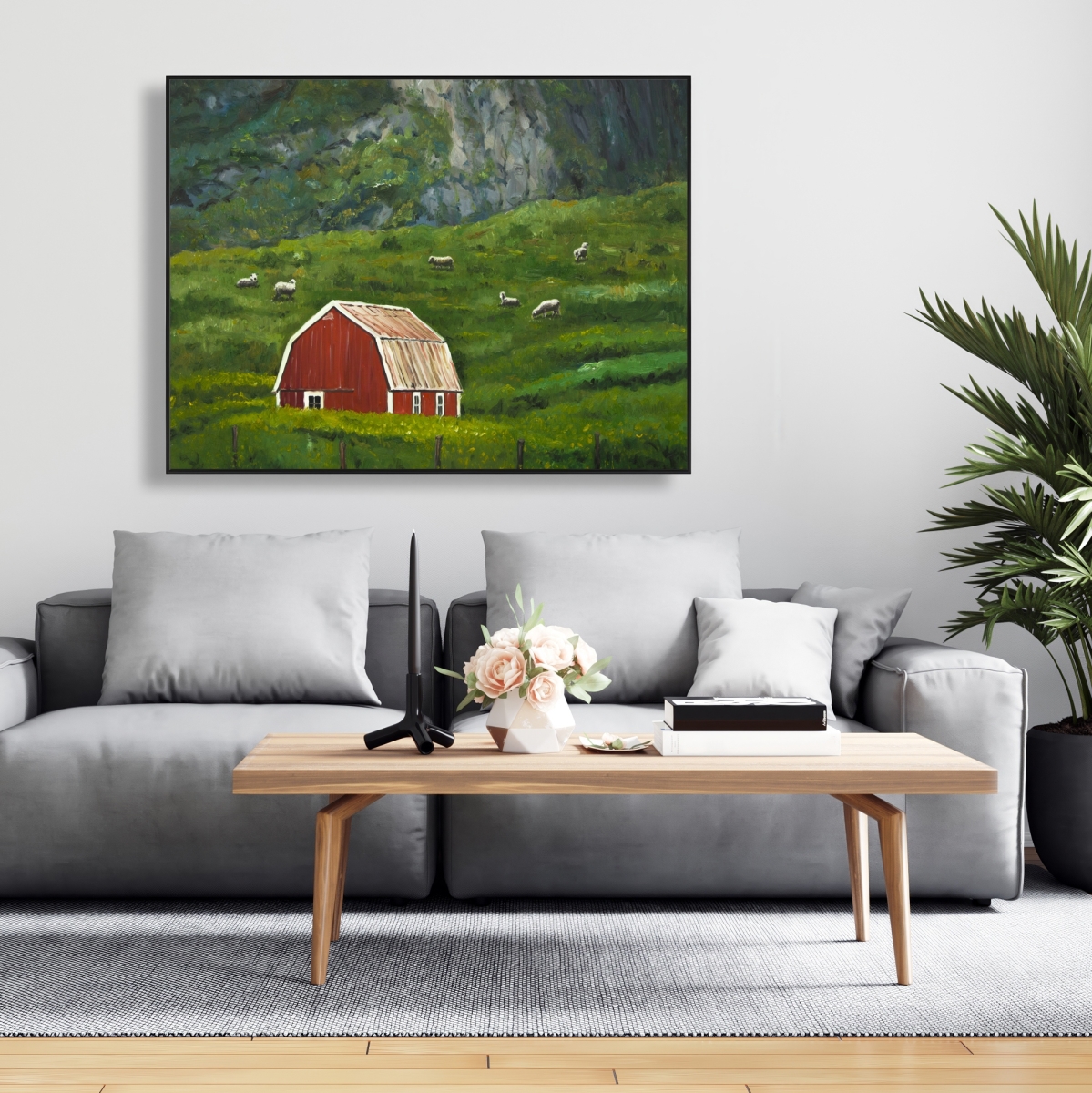 C1FC3648H613L4 36 x 48 in. Life in the Countryside - Farm Animals Landscape Canvas Decor