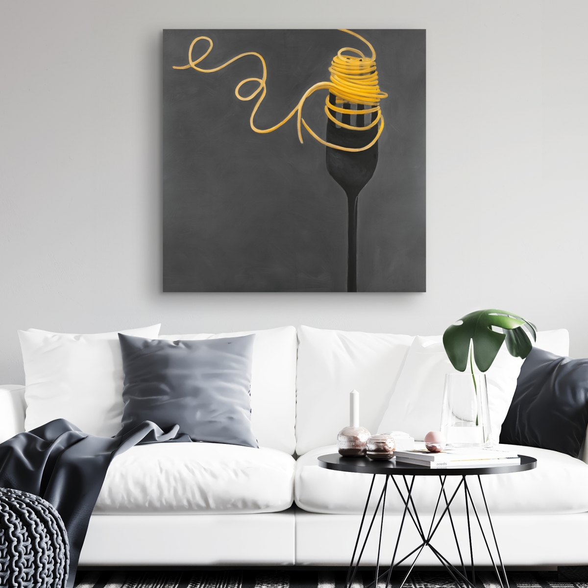 C1RC3232W6NSC4 32 x 32 in. Spaghetti Pasta Around a Fork - Contemporary Canvas Decor