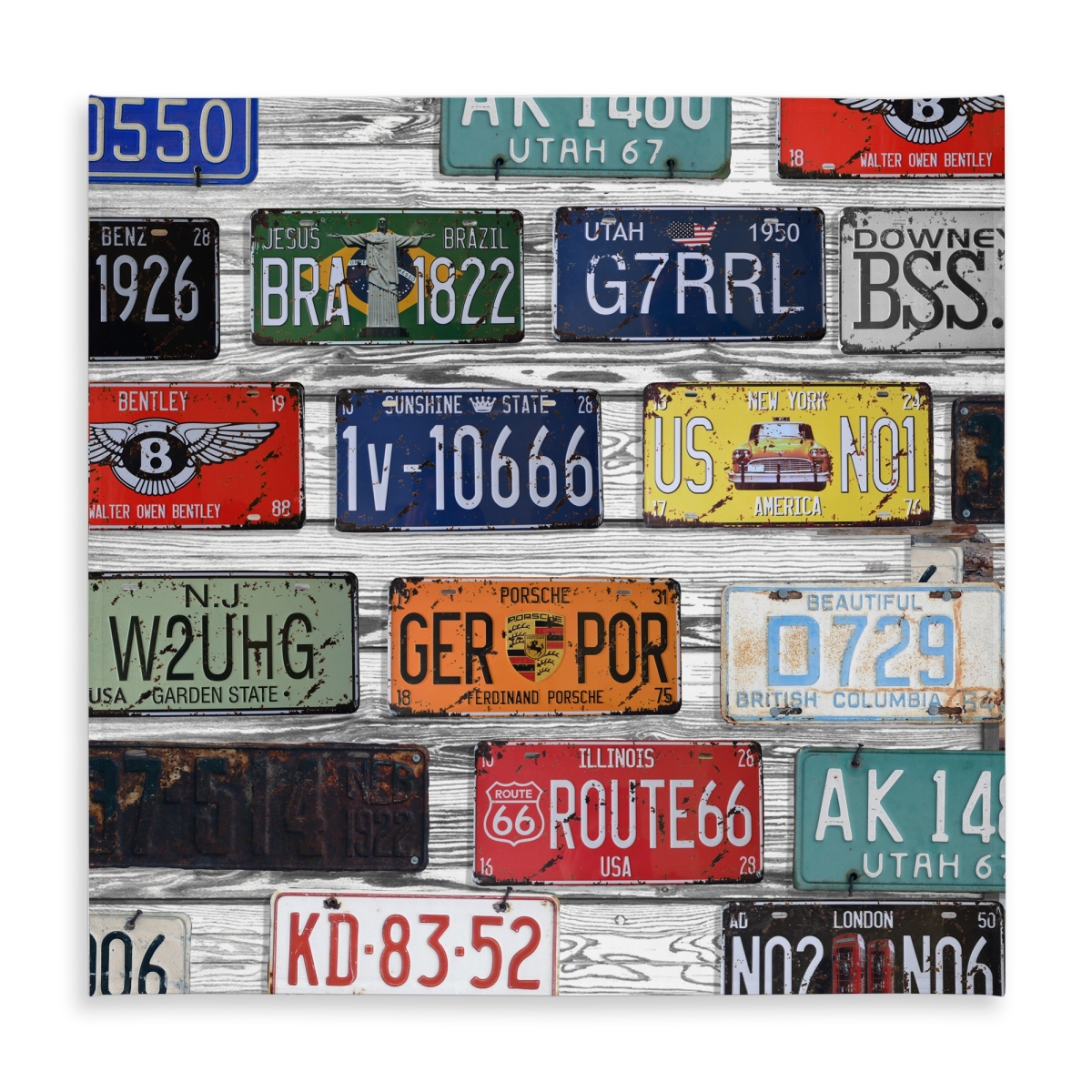 Picture of Begin Home Decor C1TC5858U1TL4J 58 x 58 in. Number Plates Man Cave Blue Tablecloth - Indoor Outdoor Decor