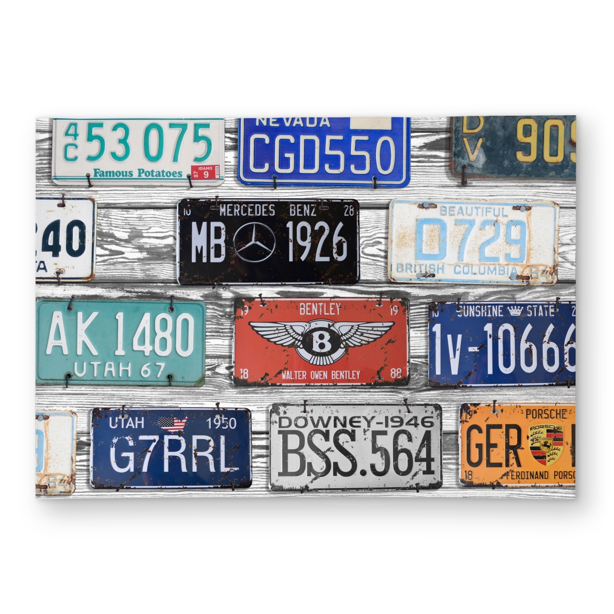 C1ROAR57PIGMVK 5 x 7 ft. Vintage Plates Registration Rug - Car Man Cave Outdoor Decor - Rectangle