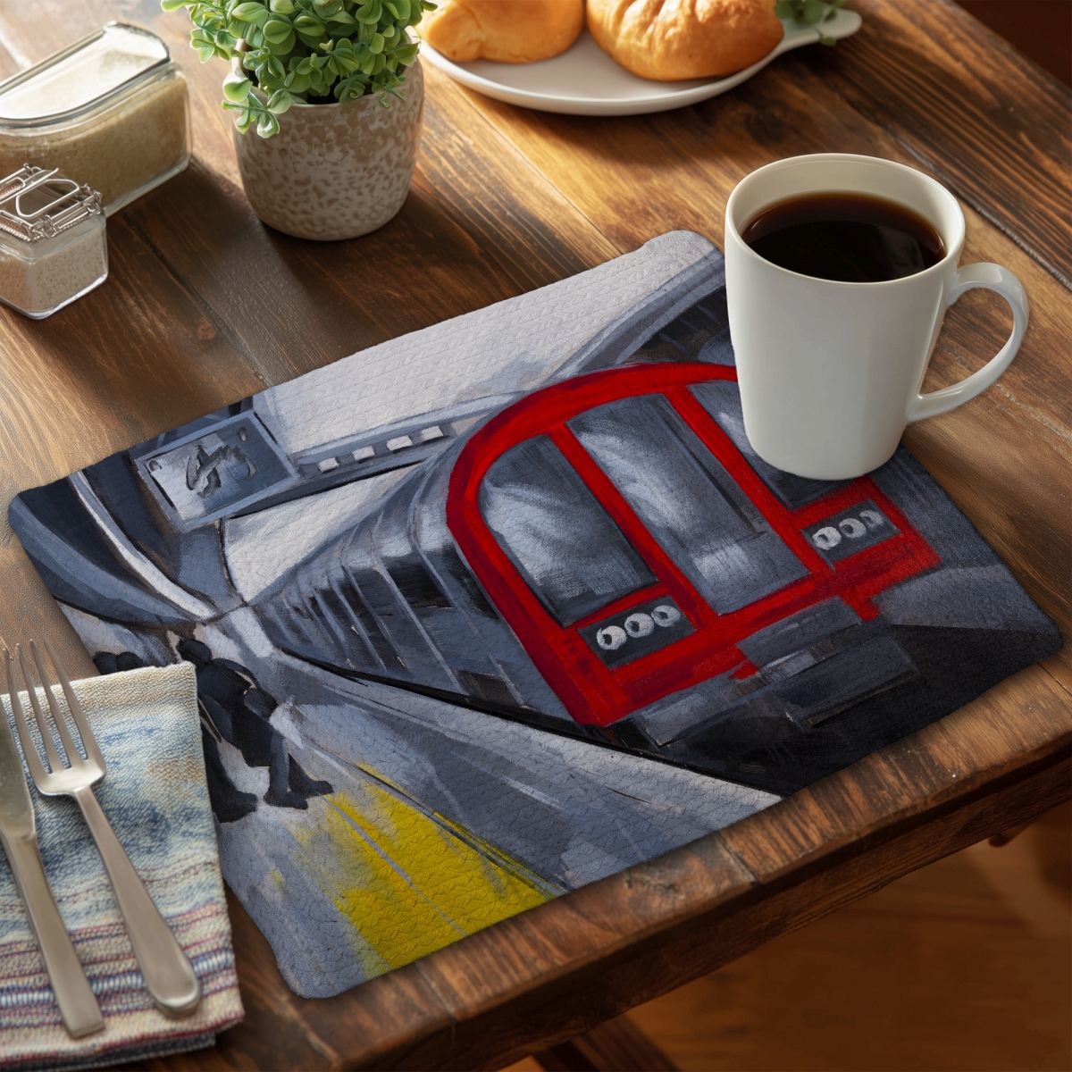 Picture of Begin Home Decor C4BP1418M7I47O 14 x 18 in. People Waiting Metro Braided Polyester Placemat - Home Decor - Set of 4