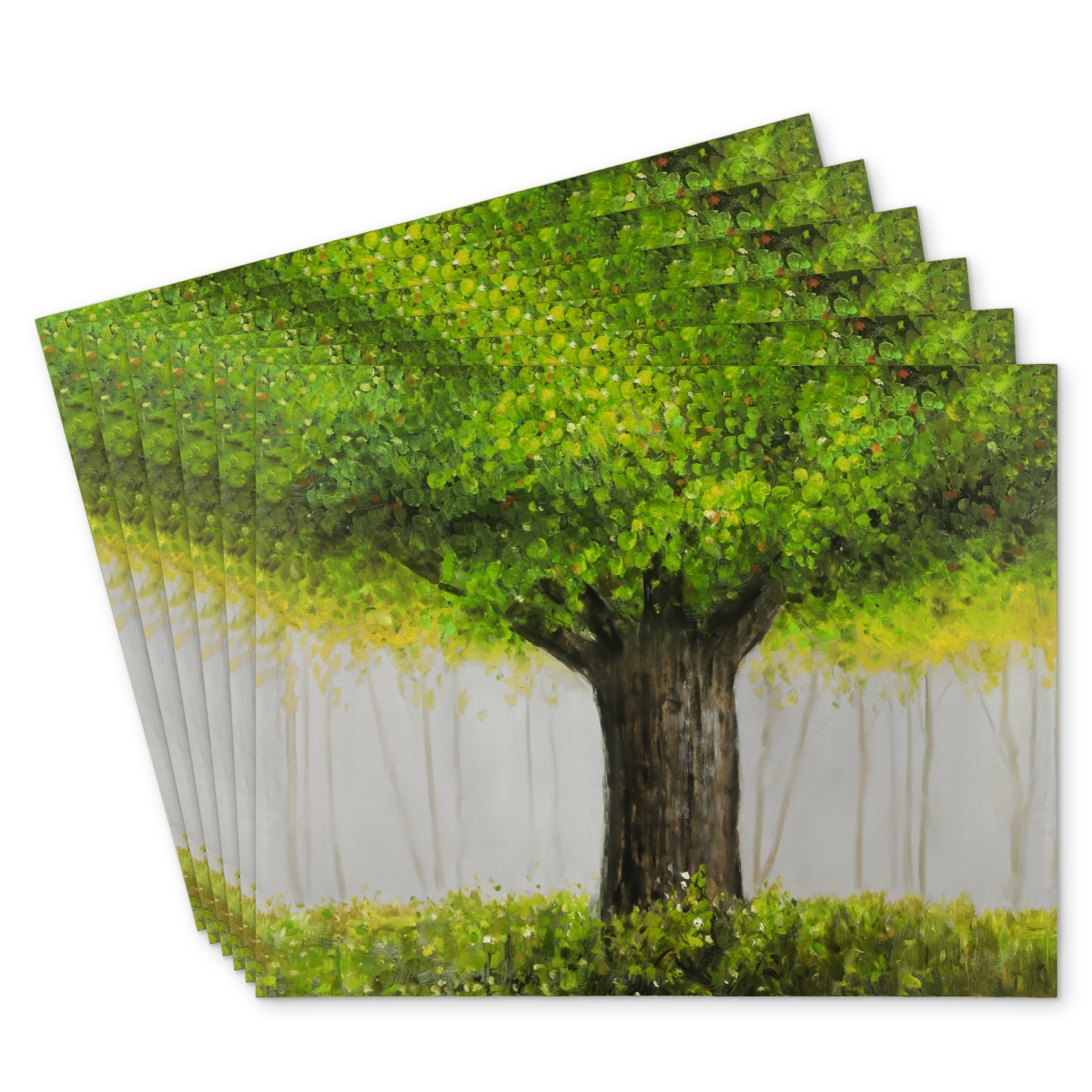 Picture of Begin Home Decor C6PP1418P9UAJU 14 x 18 in. Big Green Tree Polyester Placemat for Home Decor - Stylish Design - Set of 6
