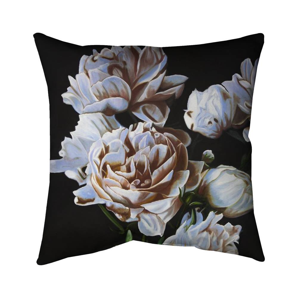 5543-2626-FL355 26 x 26 in. Peonies Hyperrealist Poly Twill Throw - Home Decor