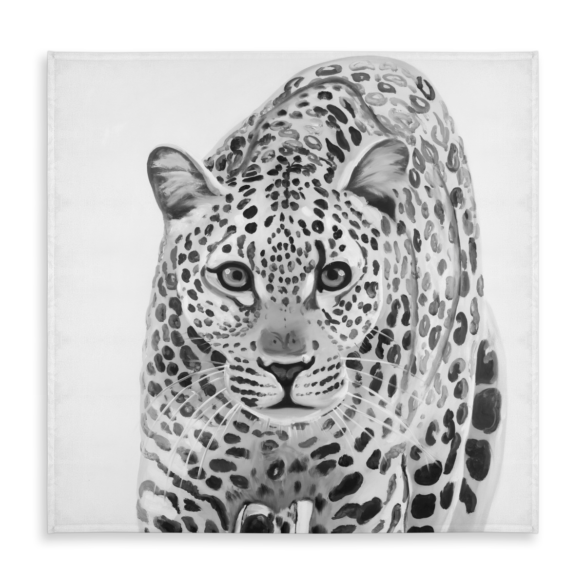 Picture of Begin Home Decor C1TC5858BBFWFJ 58 x 58 in. Leopard Ready To Attack Tablecloth - Monochrome Home Decor