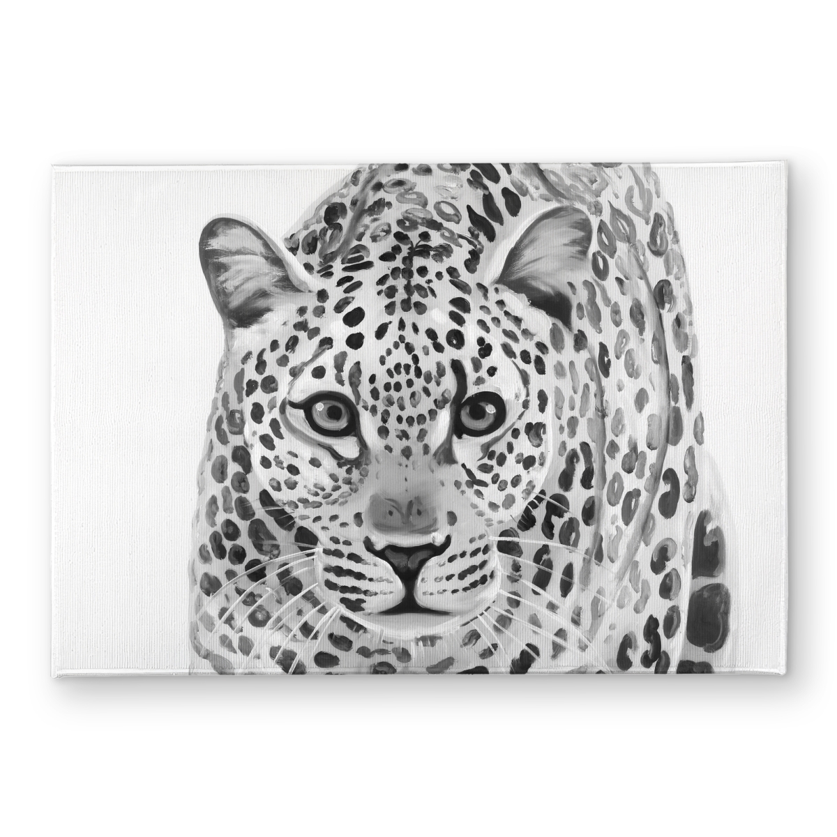CODM1724FAXPWF 17 x 24 in. Leopard Ready To Attack Door Mat - White African Home Decor