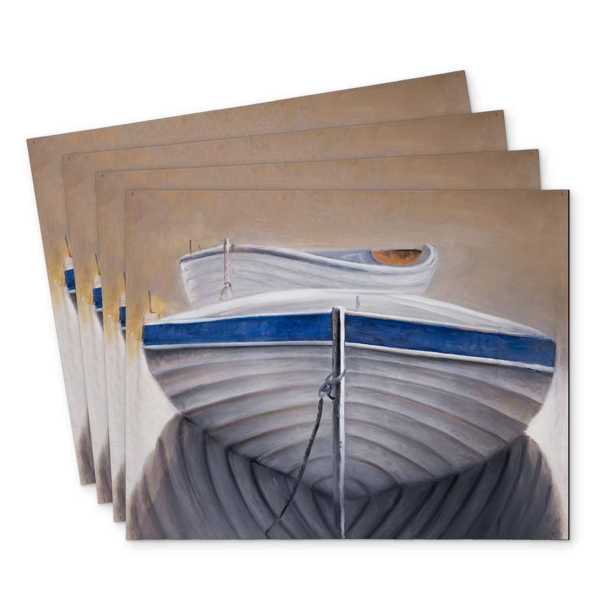 Picture of Begin Home Decor C4PP1418TR5JYI 14 x 18 in. Two Canoe Boats Polyester Placemat - Home Decor Accent - Set of 4