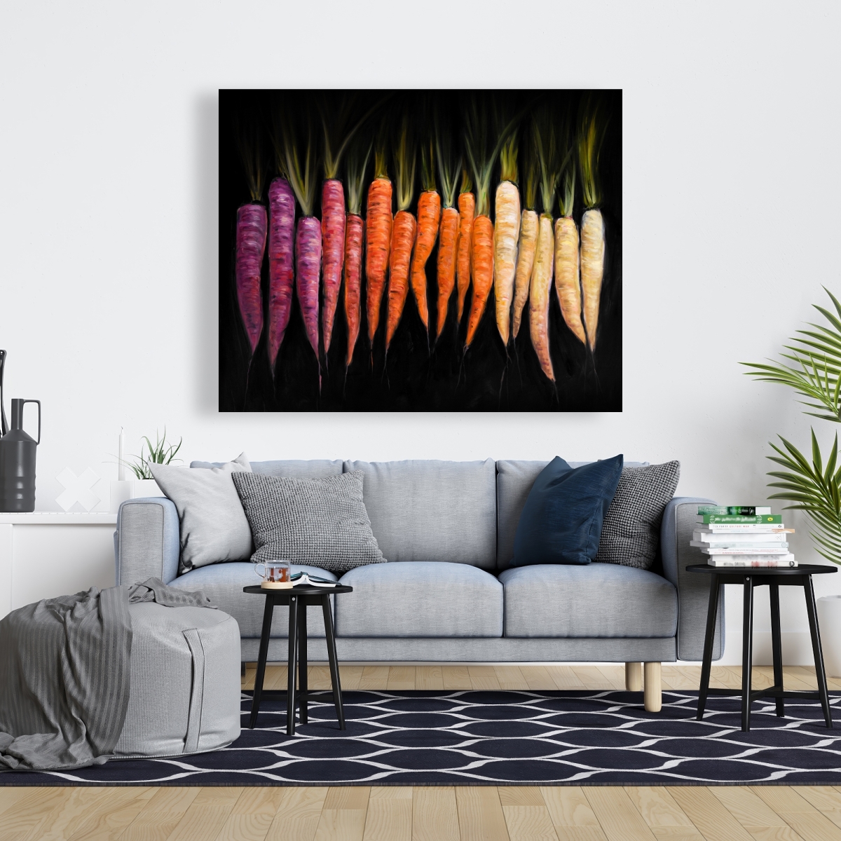 C1RC4860R8A6BH 48 x 60 in. Colorful Carrots - Rustic Kitchen Canvas for Home Decor