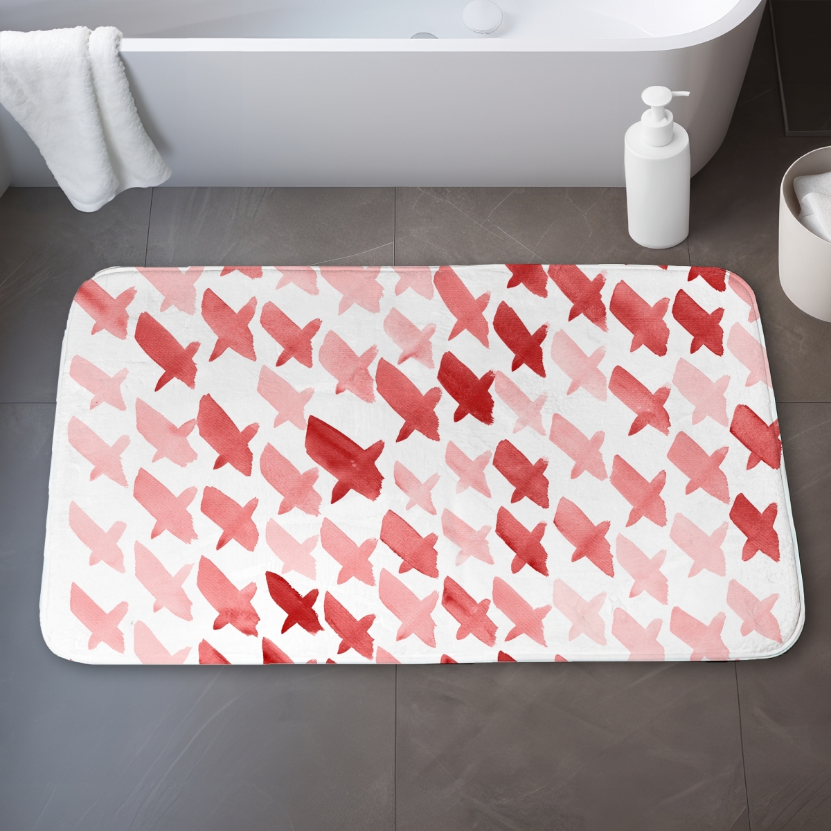 C1BM2134PP3DKP 21 x 34 in. X Red Pattern Bath Mat - Bedroom Illustrative Home Decor