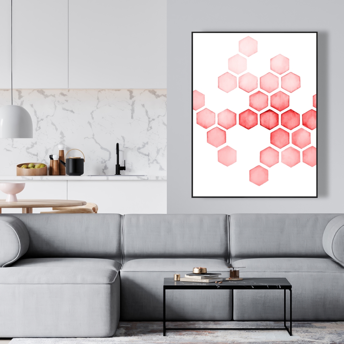 C1FC3648ZACSBF 36 x 48 in. Alveoli Red - Framed Canvas Home Decor - Pattern Patterns