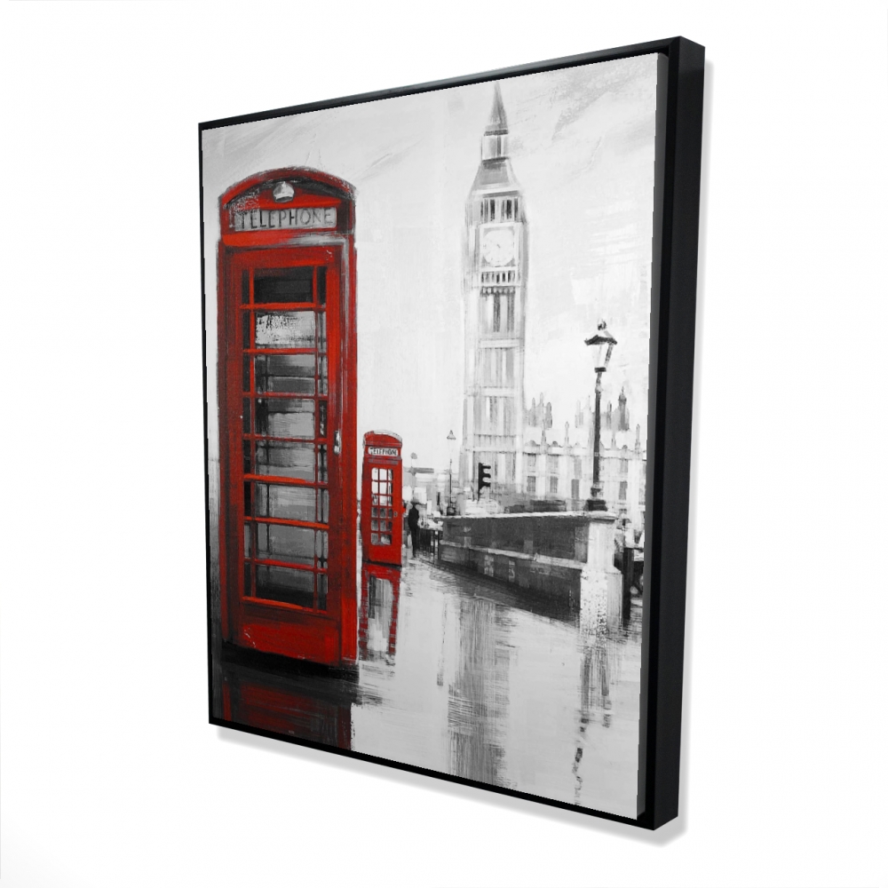 2081-6048-CI187 48 x 60 in. Red Phonebooth with Big Ben - Building Man Cave Canvas Decor