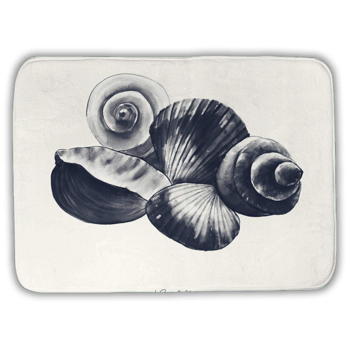 C1BM1724MOFVXI 17 x 24 in. Blue Seaside Shells - Bathroom Blue Bath Mat for Home Decor